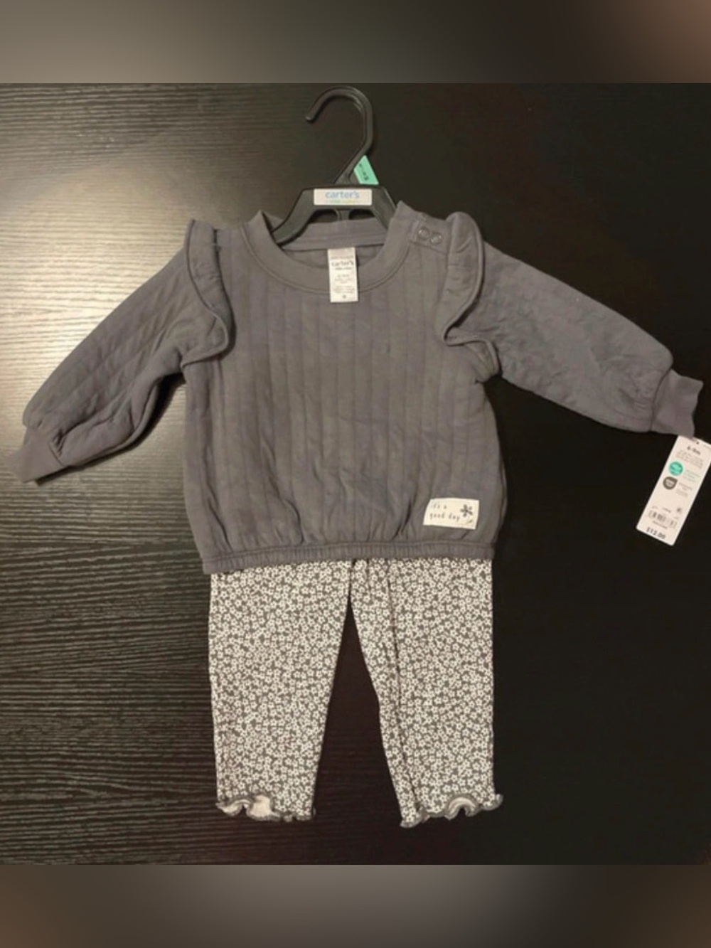 Carter's Slate Gray Ribbed Baby Pullover and Pants Set